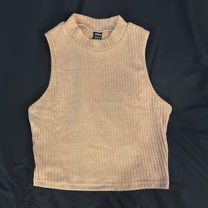 Tan Sleeveless Ribbed Top